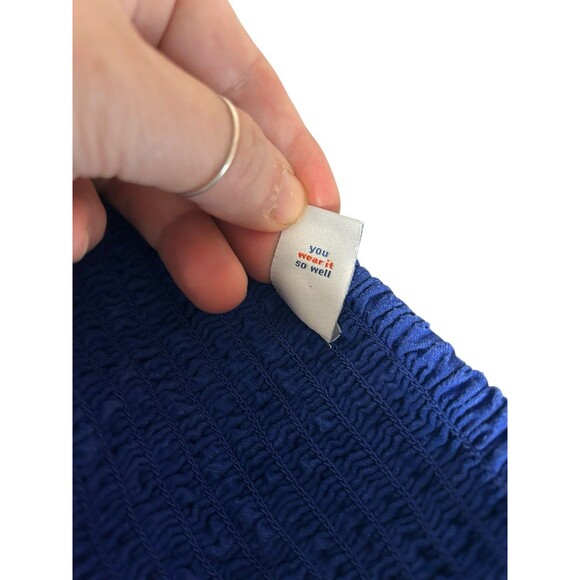 Old Navy Royal Blue Smocked Dress  women's plus size XL Whimsical Waffle Boho - Picture 9 of 9